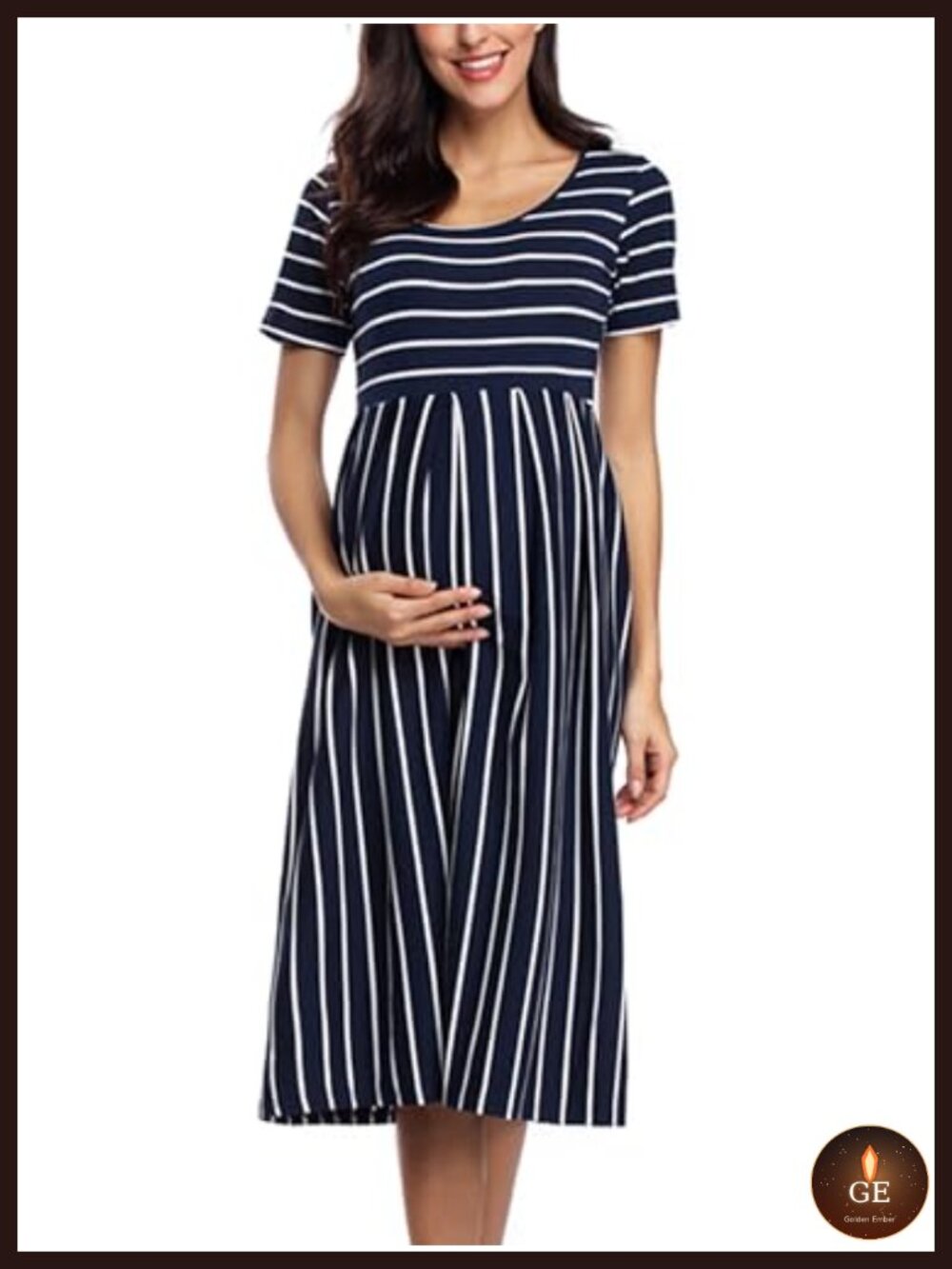 Women's Summer Short Sleeve Maternity Dress with Pockets